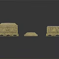 Golden Ornate Carved Boxes With Lids And Intricate Sculpted Patterns