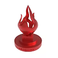 Red Torch Shaped Trophy Commemorative Sculpture With Shanxi Institute of Technology Base Inscription