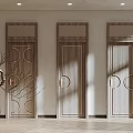 Elegant Wooden Flush Doors With Decorative Patterns In Modern Interior Design 3d model