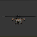 Military Helicopter With Green And Orange Camouflage Paint Large Rotors Modern Design And Equipment
