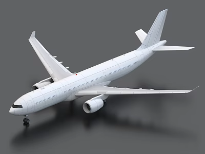 Large White Passenger Airplane Model With Two Engines And Landing Gear 3d model
