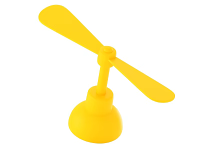 Yellow Plastic Portable Fan With Two Blades And Round Base 3d model