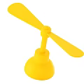 Yellow Plastic Portable Fan With Two Blades And Round Base