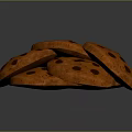 Golden Freshly Baked Stacked Chocolate Chip Cookies With Melty Chips
