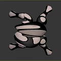 Abstract Futuristic Game Movie Character With Shiny Metallic Surface And Sculptural Curved Form