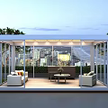 Modern Glass Open Space Interior With Sofa Coffee Table City View And Trees