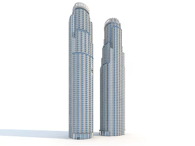 Modern Twin Skyscrapers With Glass Curtain Walls And Contemporary Architecture Design 3d model