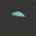 Stylish Turquoise Umbrella With White Polka Dots On Gray Background And Reflection