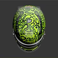Racing Car Helmet With Yellow Black Patterns And Brand Logos Transparent Visor Design