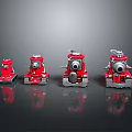 Red Military Vehicle Toy Models With Four Different Sizes And Detailed Design