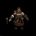 Muscular Bearded Dwarf Warrior In Sturdy Armored Leather Gear Holding Hammer Standing Pose