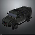 Armored Military Vehicle With Reinforced Body Emergency Lights And Large Off Road Tires