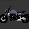 Modern Blue Motorcycle With Black Seat Red Suspension And Silver Exhaust