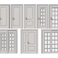 White Wooden Hinged Doors Various Styles With Glass Panels And Solid Panels For Interior Use 3d model