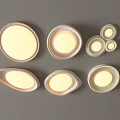 Modern Illuminated Ceiling Lights With Various Shapes Different Sizes And White Frames 3d model