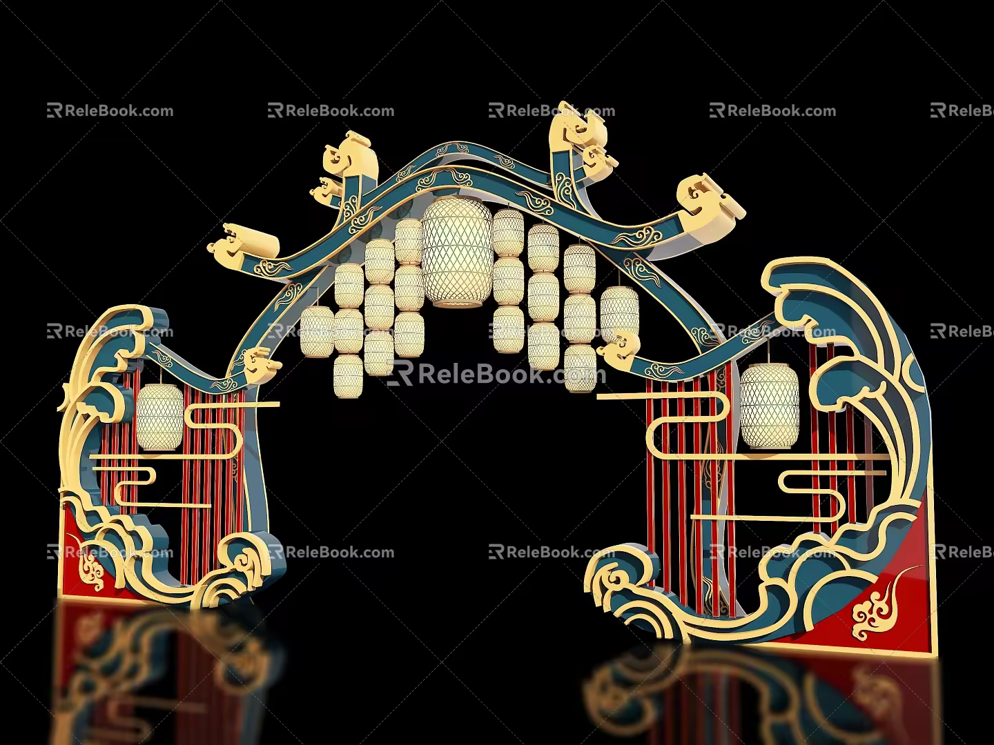 New Chinese style ancient building archway national tide entrance net red entrance meichen archway gate tower scenic spot gate national wind entrance 3d model