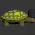 3D Rendered Turtle With Yellow Shell And Grid Pattern Black Head And Brown Body