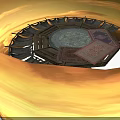 Round Wooden Table With Fan Shaped Seats And Patterned Carpets On Top