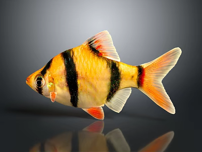 Vibrant Tropical Fish With Yellow Black Orange Stripes Bright Fins And Tail 3d model