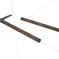 Two Vintage Pickaxe Weapons With Brown Wooden Handles And Metal Heads