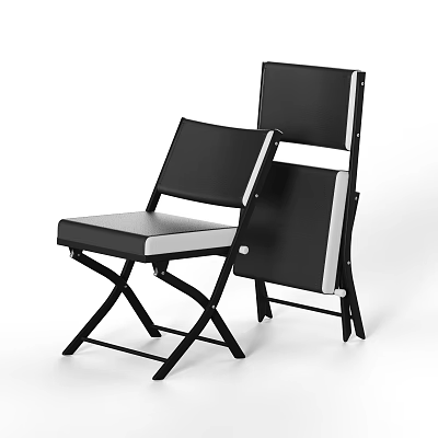 Modern Foldable Dining Chairs With Black White Leather Seat And Crossed Legs 3d model