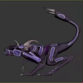 Game And Movie Fantasy Character Purple Pink Horned Mythical Beast With Long Tail And Patterns