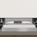 Modern Double Bed With Light Gray Upholstered Headboard And Bedside Tables 3d model