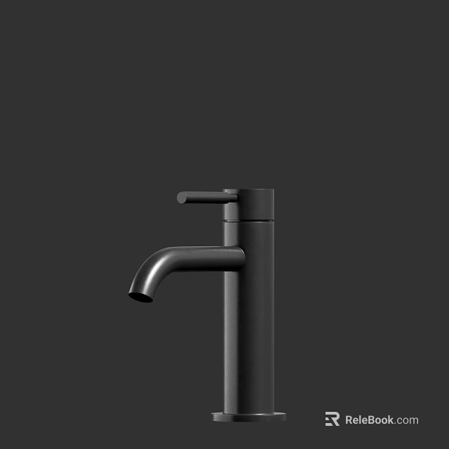 Sleek Modern Matte Black Bathroom Faucet With Single Handle And Streamlined Spout Design 3d model 