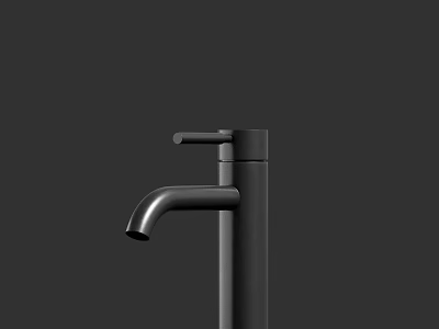 Sleek Modern Matte Black Bathroom Faucet With Single Handle And Streamlined Spout Design 3d model