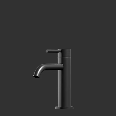 Sleek Modern Matte Black Bathroom Faucet With Single Handle And Streamlined Spout Design 3d model