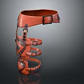 Functional Brown Leather Leg Guard With Multiple Straps And Buckles Design 3d model