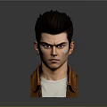 Man With Black Short Hair And Forehead Scar Wearing Brown Leather Jacket And White T-shirt