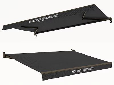 Black Canvas Restaurant Awning with Last Load Logo for Outdoor Patio Use 3d model