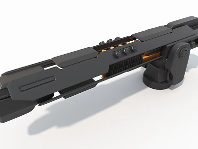 Black Metal Industrial Equipment Featuring Mechanical Components And Orange Internal Parts 3d model