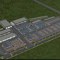 Aerial View Planning of Industrial Park With Aligned Factory Buildings And Road Layout