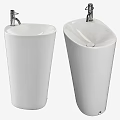 Two Modern White Ceramic Pedestal Washbasins With Sleek Design For Bathroom