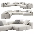 Modern Linen Upholstered Sectional Sofa With Modular Design And Plush Cushions 3d model