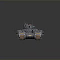 Detailed Gray Military Tank With Turret Cannon Barrel Tracks And Yellow Emblems