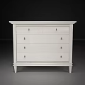 White Chest of Drawers with Four Drawers Metal Handles and Legs for Home Storage