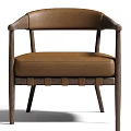 Modern Brown Leather Accent Chair With Sturdy Wooden Frame And Armrests