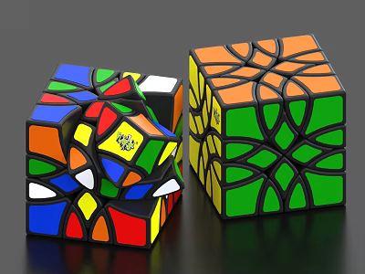 Colorful Shaped Rubik's Cubes With Unique Patterns And Various Colors For Puzzle Lovers 3d model