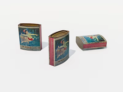 Vintage Metal Storage Boxes With Colorful Illustrations And Retro Designs 3d model
