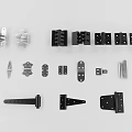 Various Black And Silver Metal Hardware Accessories For Furniture And Door Use