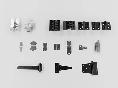 Various Black And Silver Metal Hardware Accessories For Furniture And Door Use 3d model