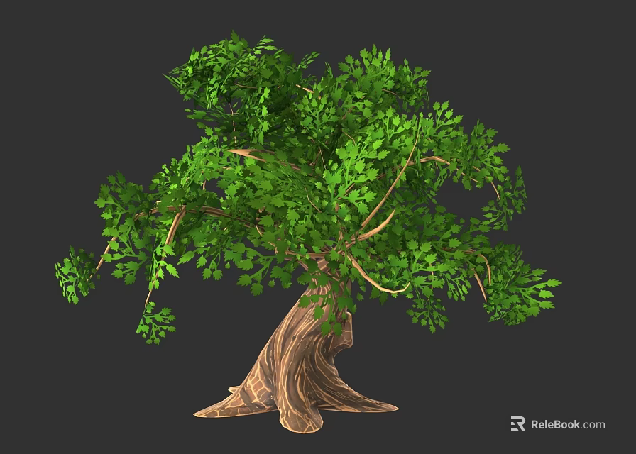 Arbor With Vibrant Green Leaves Thick Brown Trunk And Luxuriant Branches 3d model 