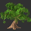 Arbor With Vibrant Green Leaves Thick Brown Trunk And Luxuriant Branches