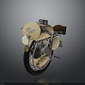 Vintage Motorcycle With Wooden Body Brown Leather Seat And Round Headlight