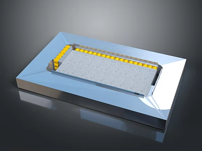 Industrial Equipment With Gray Panel And Yellow Components On Silver Base 3d model