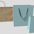 Brown Paper And Light Blue Shopping Bags With Sturdy Handles For Daily Use