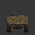 Six Wheeled Armored Military Vehicle with Camouflage Paint and Turret Antenna